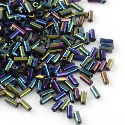 Plated Glass Bugle Beads