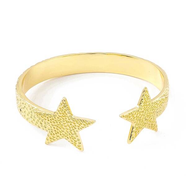 Rack Plating Brass Double Star Open Cuff Bangle for Women