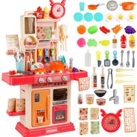 Interactive 45pcs Kids Kitchen Playset with Sound and Light Features, Complete Cooking Stove, Realistic Play Sink, and Fun Ki...