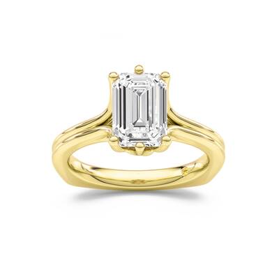Fleur Emerald Cut Lab Grown Diamond Engagement Ring | 14K Yellow Gold 3 1/2 CT. TW.