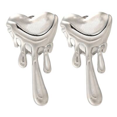 304 Stainless Steel Heart Stud Earrings