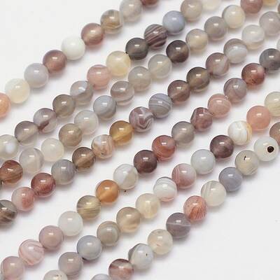 Round Natural Botswana Agate Bead Strands