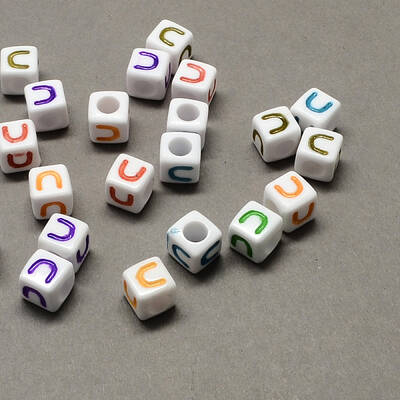 Large Hole Colorful Acrylic Letter European Beads
