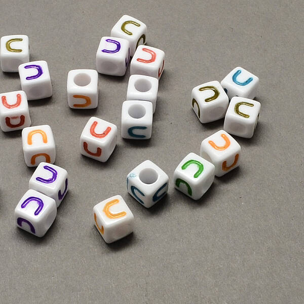 Large Hole Colorful Acrylic Letter European Beads