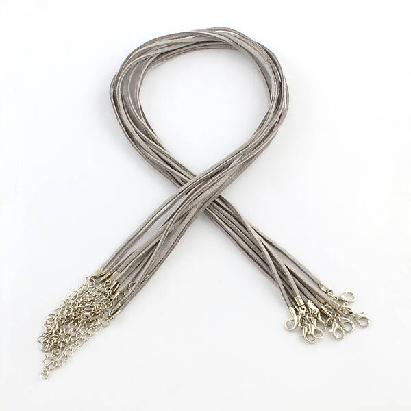 2mm Faux Suede Cord Necklace Making with Iron Chains & Lobster Claw Clasps