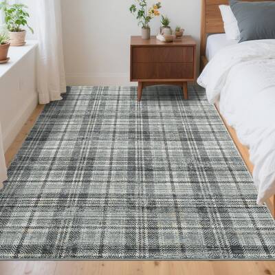 Garvee Washable Rug 4x6 Rugs for Living Room Plaid Modern Non Slip Entryway Rug Soft Area Rug for Bedroom Rustic Stain Resist...