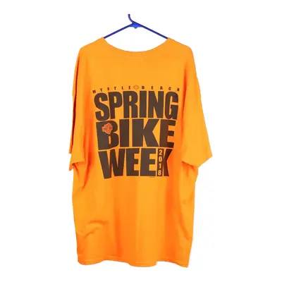 Myrtle Beach Bike Week 2018 Harley Davidson Spellout T-Shirt - 3XL Orange Cotton