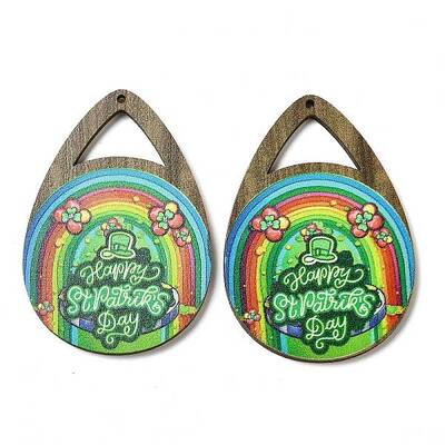 Saint Patrick's Day Single Face Printed Wood Big Pendants