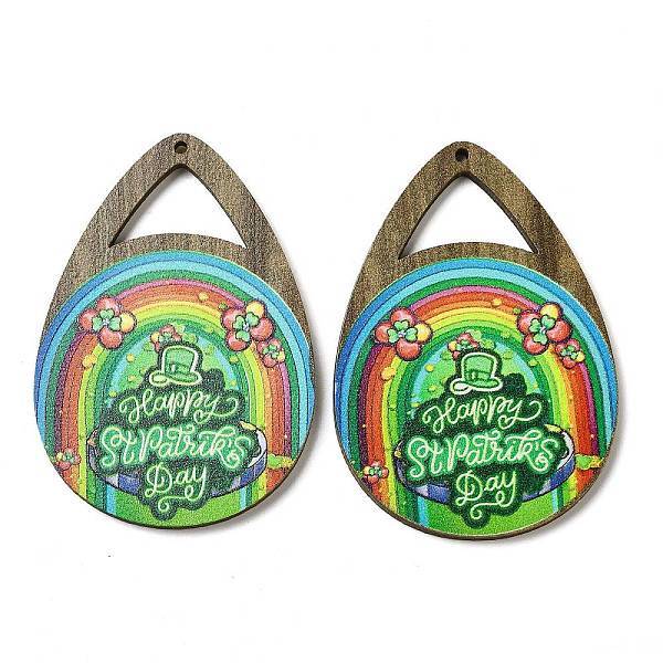 Saint Patrick's Day Single Face Printed Wood Big Pendants