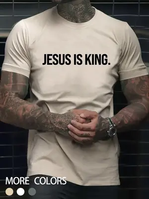 Men's Easter Slogan Print Round Neck Tee, Street Regular Fit Crew Neck Short Sleeve T-Shirt, Summer Clothes, Men's Clothes fo...