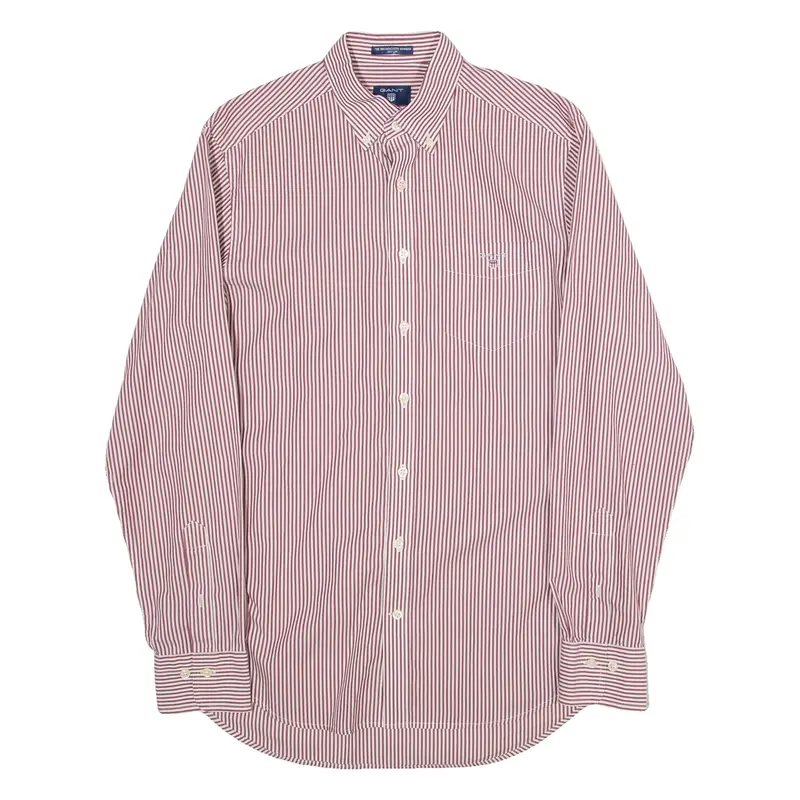 GANT Regular Fit Mens Shirt Red Striped Long Sleeve S