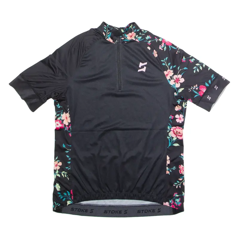 STOKE Cycling Womens Jersey Black 1/4 Zip L