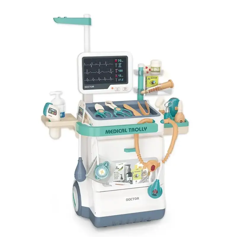 Kids Doctor Medical Toys Set, Medical Station Pretend Play Toy Set, Simulated Medical EKG Medical Table with Stethoscope and ...