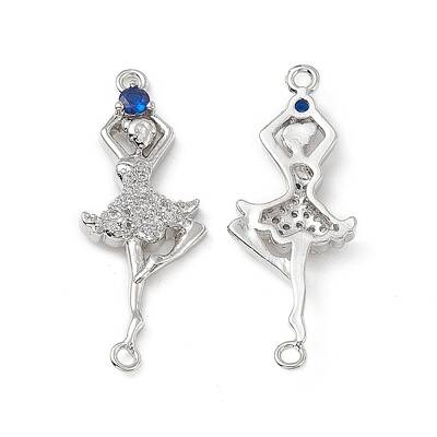 Brass Micro Pave Clear Cubic Zirconia Connetor Charms