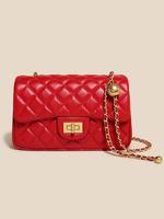 Women's Quilted Chain Strap Commuter Crossbody Bag, Fashionable Solid Color Bag for Daily Used, Casual Trendy Versatile High-...