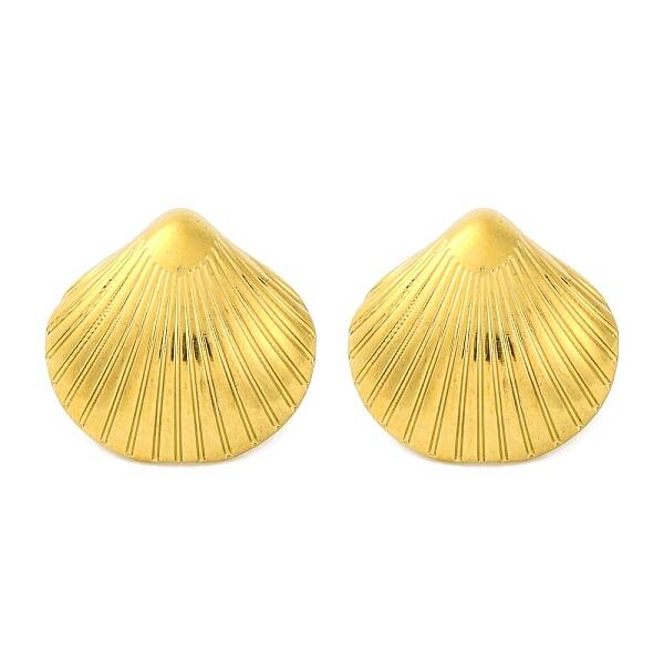 Ion Plating(IP) 304 Stainless Steel Shell Shape Stud Earrings