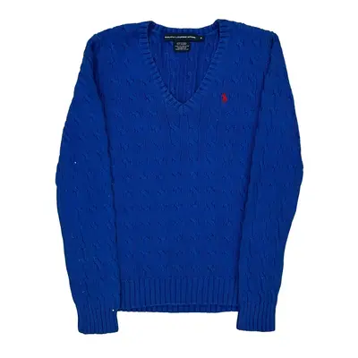 Ralph Lauren Sport V-Neck Jumper - Medium Blue Cotton