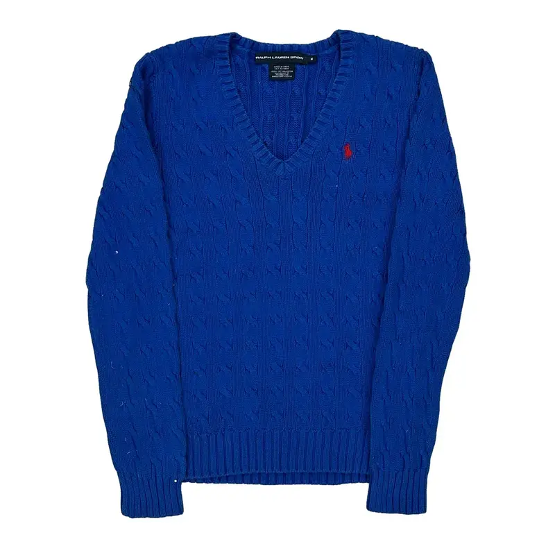 Ralph Lauren Sport V-Neck Jumper - Medium Blue Cotton