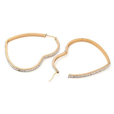 304 Stainless Steel Heart Hoop Earrings