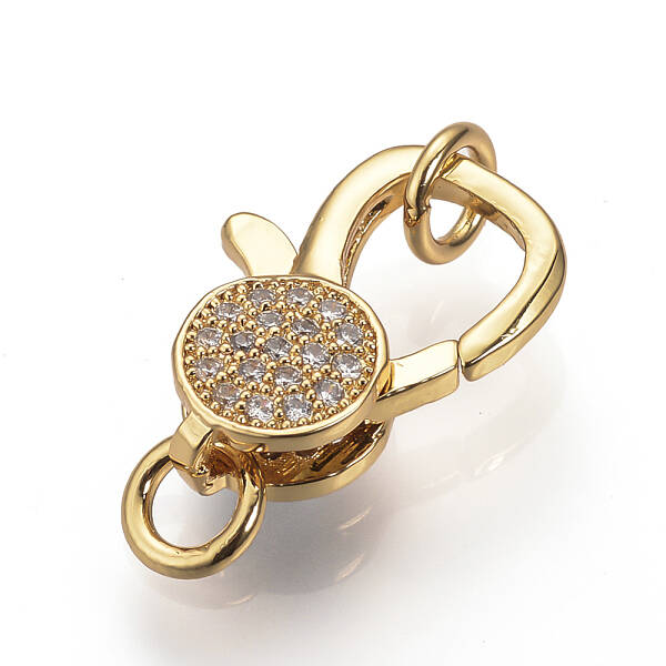 Brass Micro Pave Cubic Zirconia Lobster Claw Clasps