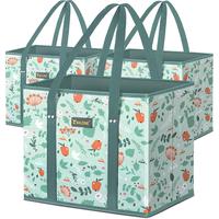 3-Pack Reusable Grocery Bags – Heavy-Duty Foldable Shopping Totes with Reinforced Bottom, Extra-Long Handles & Water-Resist...
