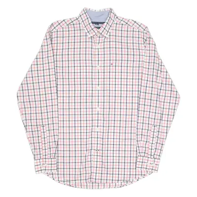 TOMMY HILFIGER Mens Shirt White Check Long Sleeve S