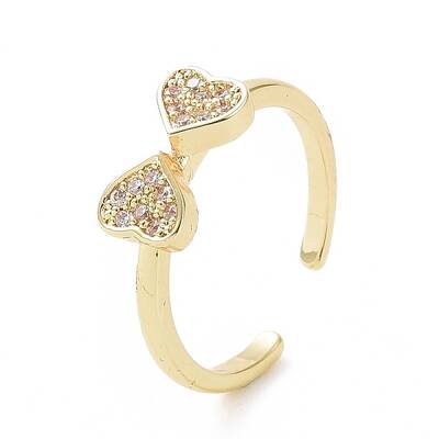 Clear Cubic Zirconia Heart Bowknot Open Cuff Ring
