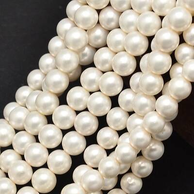 Round Shell Pearl Matte Surface Bead Strands