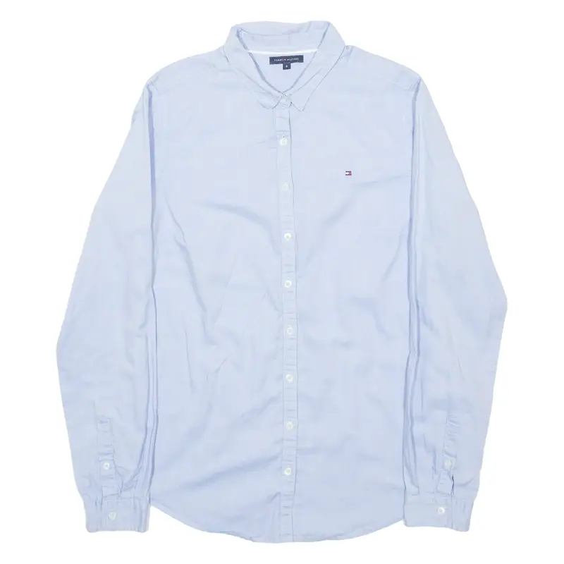 TOMMY HILFIGER Mens Plain Shirt Blue Long Sleeve M