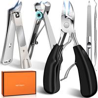 Heavy-Duty Toenail Clippers for Thick Nails - Curved & Slanted Design for Seniors and Men, Wide Opening Nail Cutter for Ingro...