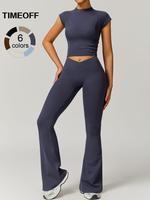 Timeoff Women's Soft Top Quick-drying Beautiful Hip V-shaped Waist Trousers Yoga Suit Comfortable and Light Fabric Made Of Re...