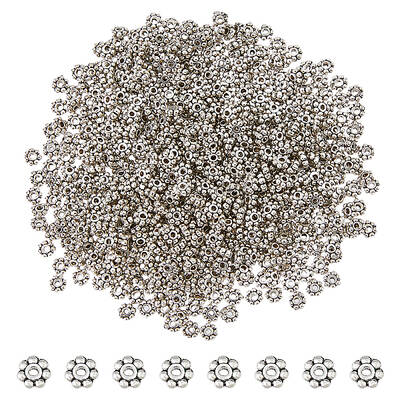 600Pcs Tibetan Style Alloy Daisy Spacer Beads