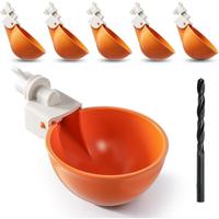 Chicken Waterer Cups, 6 Pack Automatic Chickens Water Cups for Poultry Orange