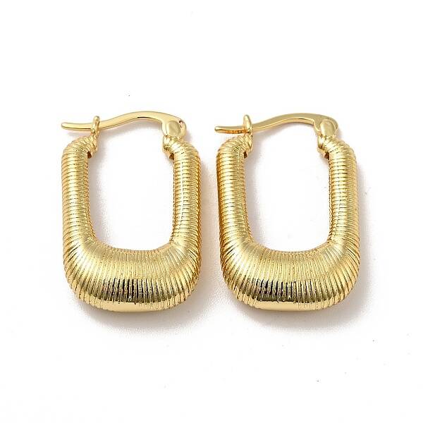 Rack Plating Brass Rectangle Thick Hoop Earrings for Women