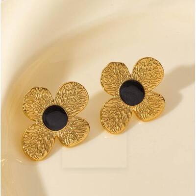 304 Stainless Steel Flower Stud Earrings