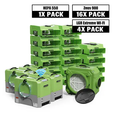AlorAir® Water Damage Restoration Equipment Packagerm LGR Extreme Wi-Fi 85 Pint, 4 x Sto Commercial Dehumidifier, 16 x - Gre...