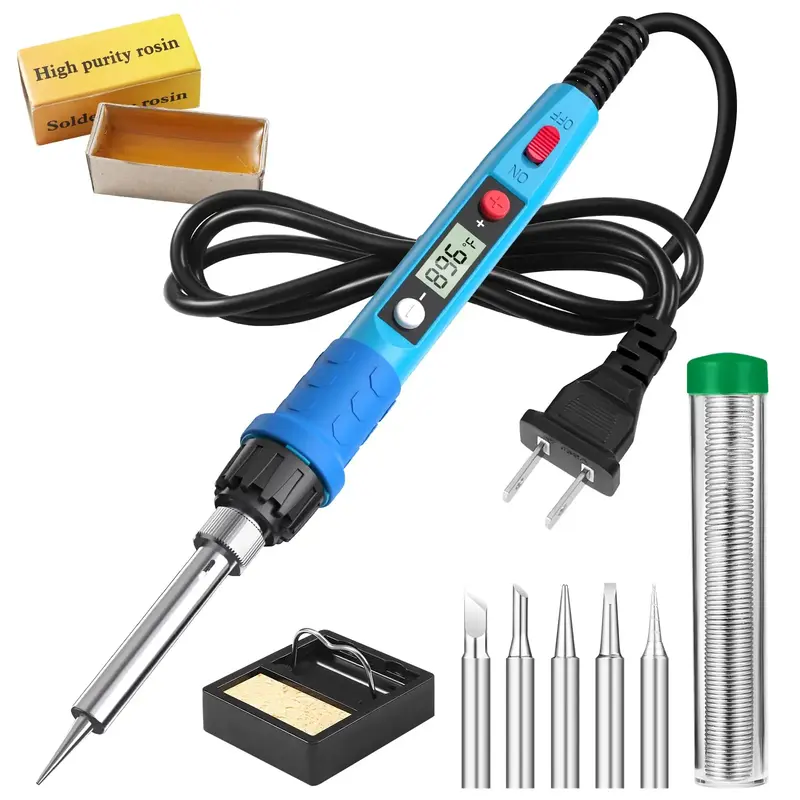 Soldering Iron Kit, 80W 110V LCD Digital Soldering Welding Iron Kit with Ceramic Heater, Portable Soldering Kit with 5pcs Tip...