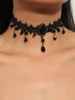 Women's Elegant Rhinestone Decorated Choker, Gothic Style Exquisite Trendy Choker, Fashionable Jewelry for Party & Daily Clot...
