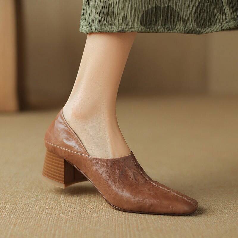 CHIKO Anisha Square Toe Block Heels Pumps Shoes
