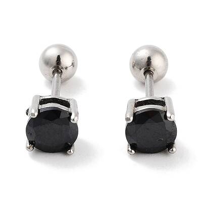 Square 316 Surgical Stainless Steel Pave Cubic Zirconia Cartilage Earrings for Women Men
