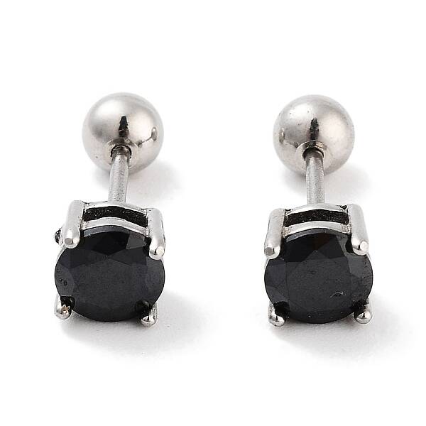 Square 316 Surgical Stainless Steel Pave Cubic Zirconia Cartilage Earrings for Women Men
