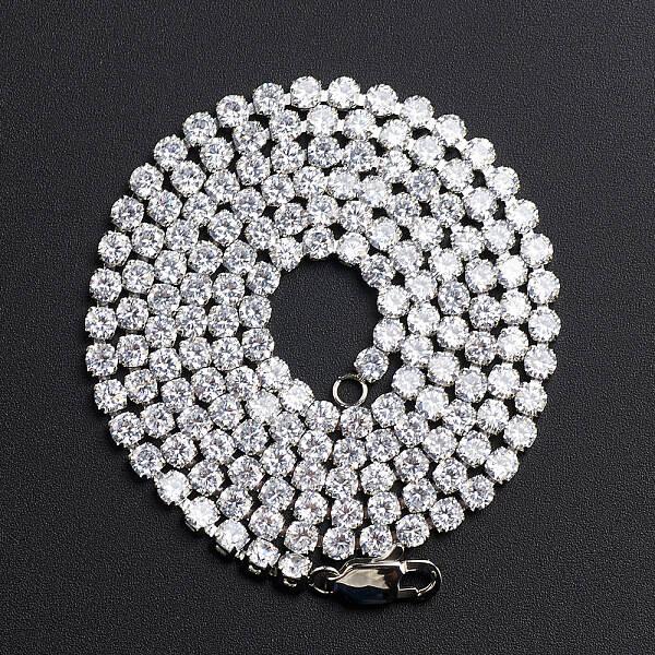 Hip-hop Street Style Stainless Steel Rhinestone Cup Chains Necklace for Men and Women