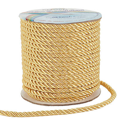 OLYCRAFT 27M 5mm twisted Nylon Cord Rope 3-Ply Gold twisted Cord Trim for Home Decor