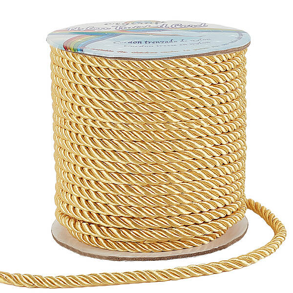 OLYCRAFT 27M 5mm twisted Nylon Cord Rope 3-Ply Gold twisted Cord Trim for Home Decor