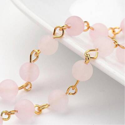 Handmade Natural Rose Quartz Beaded Chains