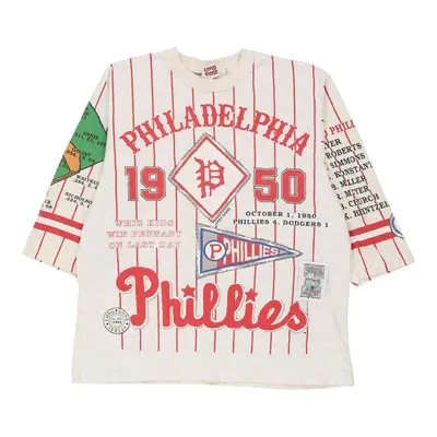 Made in USA Philadelphia Phillies Long Gone MLB T-Shirt - Large White Cotton