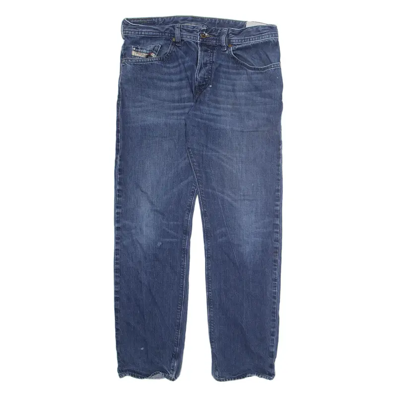 DIESEL Mens Jeans Blue Regular Straight Stone Wash W32 L29