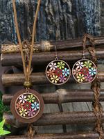 3pcs/set Boho Hollow out Flower Decor Jewelry Set, Including Dangle Earrings & Pendant Necklace, Jewelry Set for Women, Trend...