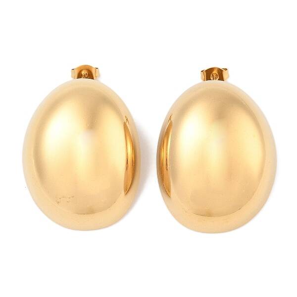 Ion Plating(IP) 304 Stainless Steel Oval Stud Earrings