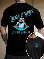 Men's Cartoon Lickalotapus Print Round Neck Tee, Regular Fit Casual Short Sleeve T-shirt, Men's Summer Top for Daily Wear, Tr...